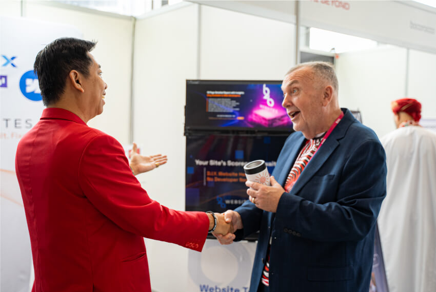 Business owners building relationships at a networking event