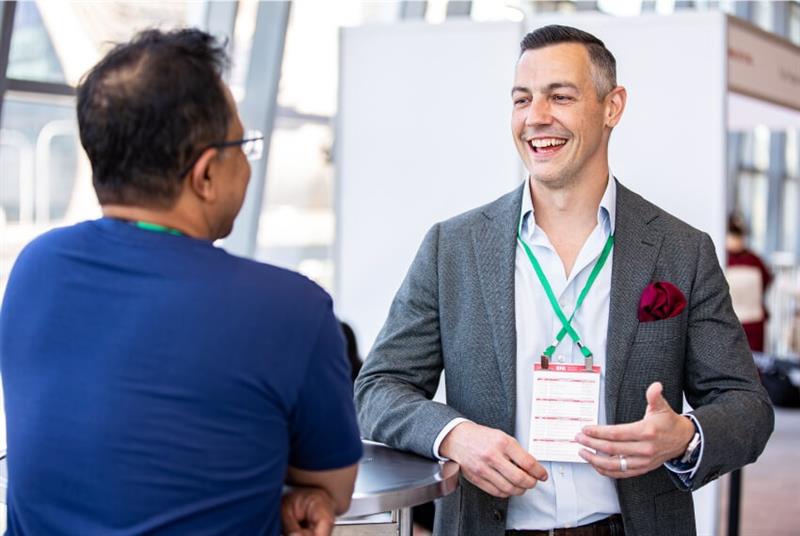 Business professionals having a conversation